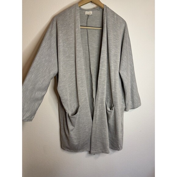 Anthropologie Donni Cardigan Womens OSFA Ribbed Stripe Open Front Jacket Pockets - Picture 2 of 8
